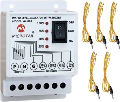 MICROTAIL ABS Water Level Indicator with Alarm on Tank Full with 5 Sensors Wired Sensor Security System
