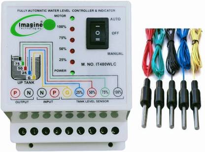 Imagine Technologies Fully Automatic Water Level Controller With 25%,50%,75%,100% Level Indicator Wired Sensor Security System