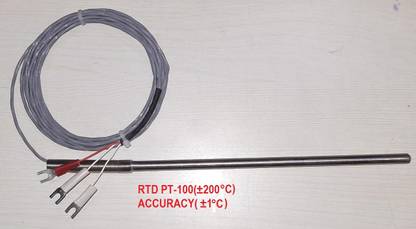 RISARYA RTD PT-100 TYPE 6MM X 6" SENSOR AND 3 WIRE WITH 3M(L) (±200 °C) ,±1 °C,1PCS Temperature & Humidity Sensor