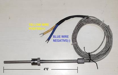 RISARYA SLIDING SPRING J-TYPE 6MM X 4"6' SENSOR AND 3M WIRE (0-600 °C) ,±2 °C,1PCS Temperature & Humidity Sensor
