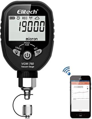 Elitech Digital Vacuum Gauge With Bluetooth- VGW 760 (Range: 0 to 19000 microns)- Pressure Sensor