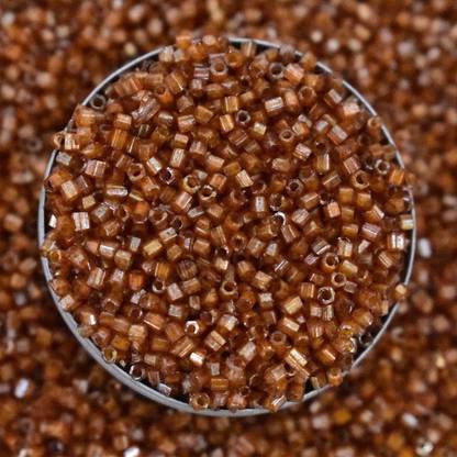 EmbroideryMaterial.com Small Glass Beads for Embroidery Hexagon Cut Cylindrical Shape Beads-100 Grams, Brown Beads