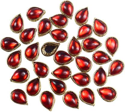 EmbroideryMaterial.com Flat Back Ruby Red Rhinestones in Raised Setting in Tear Drop Shape for Jewelry Making & Embellishment- 9 * 13MM-50 Pieces Beads