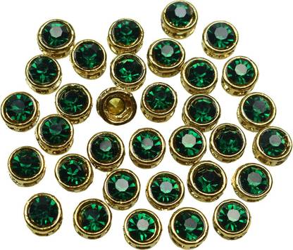 EmbroideryMaterial.com Flat Back Emerald Green Rhinestones in Raised Setting in Round Shape for Jewelry Making & Embellishment-8MM-50 Pieces, Emerald Green Beads