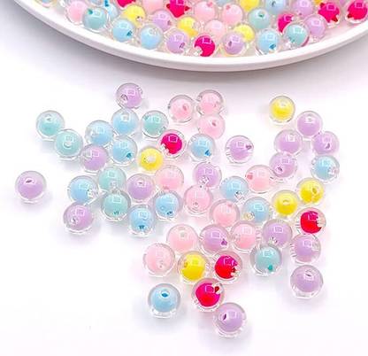 ASM CREATION 100pcs 8mm Transparent Candy Cute Bubble Beads Acrylic Colorful Round multi Beads