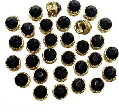 EmbroideryMaterial.com Flat Back Black Rhinestones in Raised Setting in Round Shape for Jewelry Making & Embellishment-8MM-50 Pieces, Black Beads