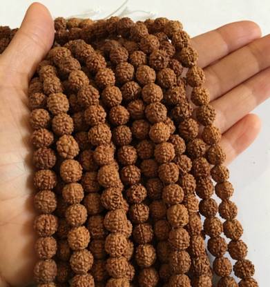 Beadsncraft Artificial rudraksha 10mm 109 Beads in String For Pooja And Mala Making Material Brown Beads