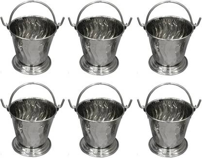 Dynore Stainless Steel Daal/Sabji/Gravy Serving Bucket/Balti Small- Set of 6 Gravy Bucket Serving Set