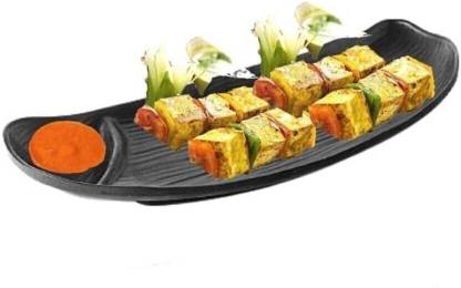 PKMSHO Melamine Momos Platter Serving/Tray (Matt Black) Plate Serving Set