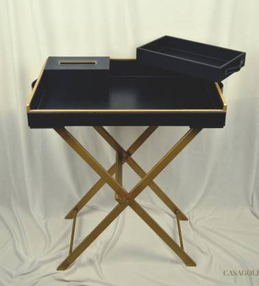 casagold Precioso Butler Tray & Small Tray with Tissue Box- Black Tray Serving Set