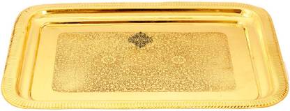 INDIAN ART VILLA Brass Embossed Tray 30x40 Cm Tray