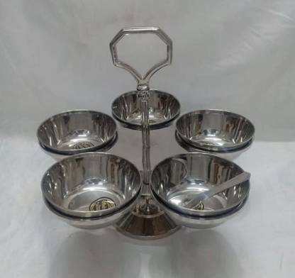 THEARTSCRAFTS Brass Revolving Food Display Set Steel katori Bowl Serving Set
