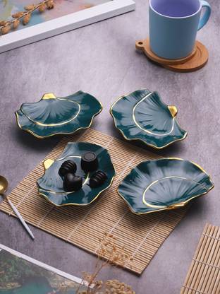 TIED RIBBONS Seashell Shape Serving Platters for Serving Dry Starters, Snacks, Noodles Plate Serving Set