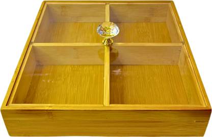 एसएच बिज़नस Serve Dry Fruits, Candy, Cookies, Sweets, Snacks| Kitchen/Dining Decor|4 section चिप & डिप ट्रे सर्विंग सेट