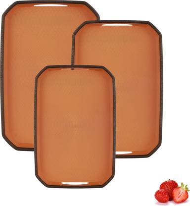 Trueware Oyster Plastic Serving Tray Platter Rectangular Shape Tray Serving Set