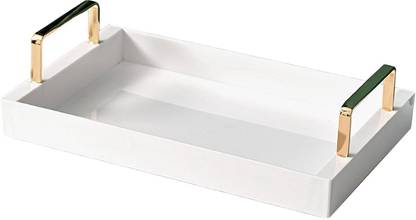 BNF Multipurpose Serving Tray Rectangle With Handles Bar Household Home White Tray Serving Set