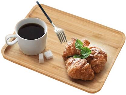 HOKiPO Wooden Bamboo Serving Tray, Small Tray Serving Set