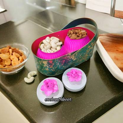Asha Enchant Decor Metal Dry Fruit Bowl with Basket Multi Purpose Decorative Container Serving Bowl Bowl Serving Set