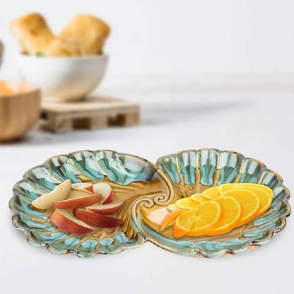 Ekhasa Ceramic Serving Tray for Snacks | Fancy Platters for Appetizer | Serveware Tray Serving Set