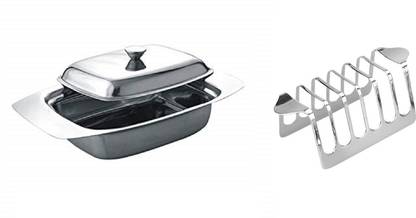 Dynore Butter Dish With 6 Slit Toast Rack Butter Dish Serving Set