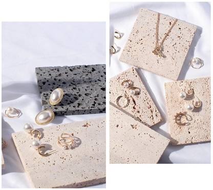 BNF Natural Stone Photo Props Studio Shooting Background Boards Gray Square Tray Serving Set