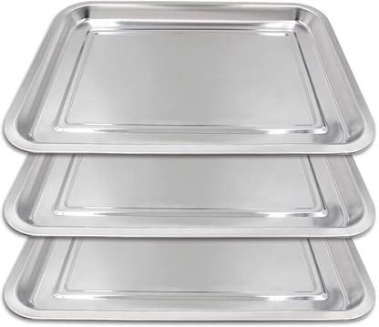 SAMUSAGY Baking Tray Set of 3 Stainless Steel Chip & Dip Tray Serving Set