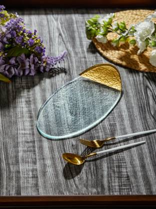 Troveas Luster Small Clear Glass Serving Platter Tray Serving Set