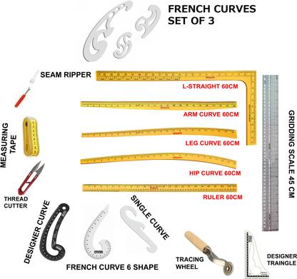 Kitoarts Wooden Tailoring Scales Set,Tailoring Accessories,Tailoring Materials ,Curves Sewing Kit