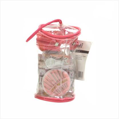 Jyoti Sewing Kit - Medium (Scissor, Threader, Tape Measure, Pin Cushion, Thimble, Needle Compact, Dress Hooks & Eyes, Buttons, Snap Fasteners, Safety Pins & Sewing Thread) Sewing Kit