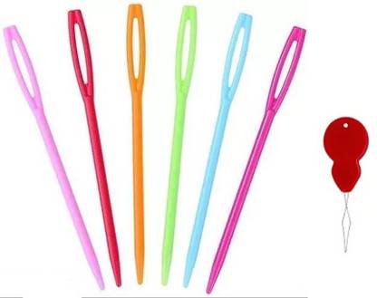 manrish 5Pcs Plastic Knitting,Sewing,Cross Wool Weave Stitch Needles & Threader Combo Sewing Kit