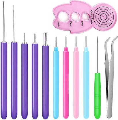 HASTHIP Paper Quilling Tools Slotted Kit, 12 Pack Different Sizes Rolling Curling Sewing Kit
