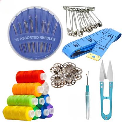 DECRONICS 29 PCS Needle and Thread Box | Sui Dhaga Kit |Thread Box Set for Sewing Machine Sewing Kit