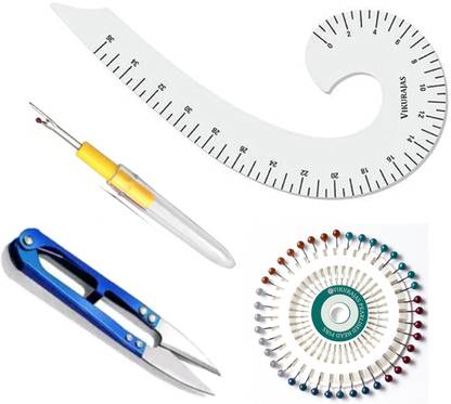 Vikurajas French Curve Seam Ripper Pearl Pins Trimmer Sewing Kit
