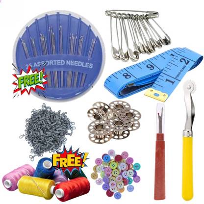 DECRONICS 89 PCS Needle and Thread Box | Sui Dhaga Kit |Stitching Thread Box Sewing Kit