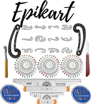 epikart Tailoring Materials Drafting Scale Ruler, Curve 14, Pony Needle Set Of 23 Sewing Kit