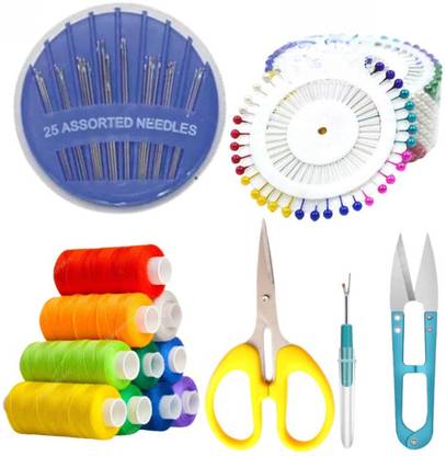 DECRONICS 54 PCS Needle and Thread Box | Sui Dhaga Kit |Thread Box Set for Sewing Machine Sewing Kit