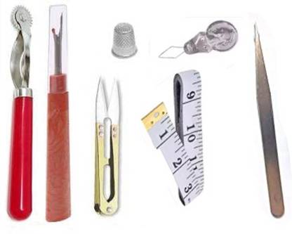 manrish Cutter,InchTape,Tracing Wheel,Forceps,SeamRipper,Thimble,Threader ToolsCombo Sewing Kit