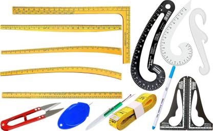 Artonezt Fashion Designer Kit Sewing Ruler Set, French curve, Tailor ruler Set of 15 Sewing Kit