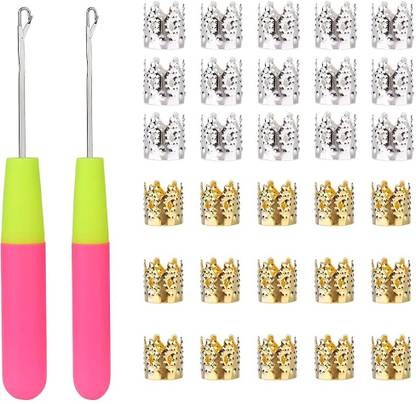 HASTHIP 2Pcs Dreadlock Crochet Hooks Latch Hook Crochet 0.2in / 0.15in Dreadlock Crochet Sewing Kit