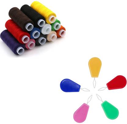 Crafts Haveli Sewing Thread 12pc & Needle Threader 5pc Sewing Kit