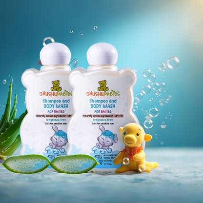ShuShu Babies Fragrance Free Shampoo & Body Wash For Babies | Under 0-3 Years Babies (2x200ml)