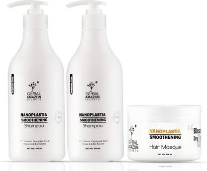 Global Amazon Secrets Combo Nanoplastia Smoothening Shampoo and Hair Masque 500ml Set