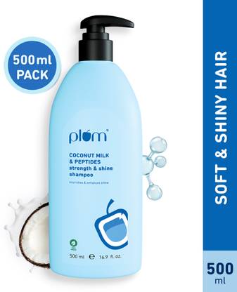 Plum Coconut Milk & Peptides shampoo, Strong, Shiny Hair I 22x shine, Soft silky hair