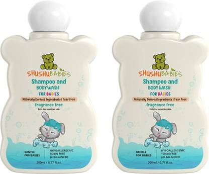 ShuShu Babies Fragrance Free Shampoo & Body Wash For Babies | Under 0-3 Years Babies (2x200ml)