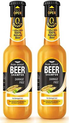 PARK AVENUE Beer shampoo for Damage Free hair, with Proteins and Vit. B, 180ml (Pack Of 2)