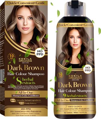 KOKILA NOPPD Shampoo Hair Colour, Dark Brown for Women and Men , Dark Brown