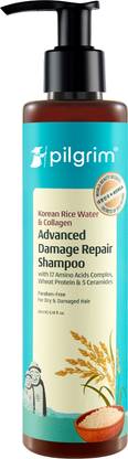 Pilgrim Korean Rice Water & Collagen Advanced Damage Repair Shampoo|Hair Fall Control