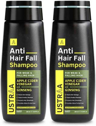 USTRAA Anti Hair Fall Shampoo - 250 ml x 2 | Dermatologically Tested | Prevent Hairfall