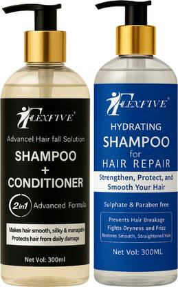 FLEXFIVE Ultra-Hydrating 2-in-1 Shampoo + Conditioner for Dry, Long-Lasting Smoothness.