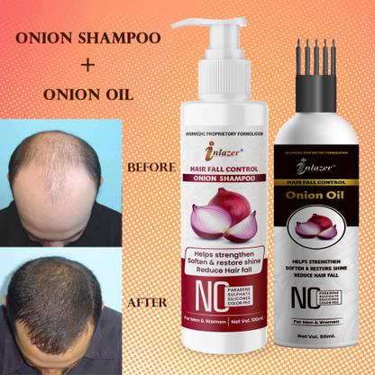 inlazer Onion Shampoo(100ml) With Onion Oil (50ml) Repairing Hair/ Shampoo And Oil Combo